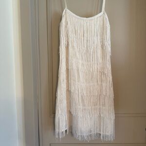 Boutique White Fringe Dress